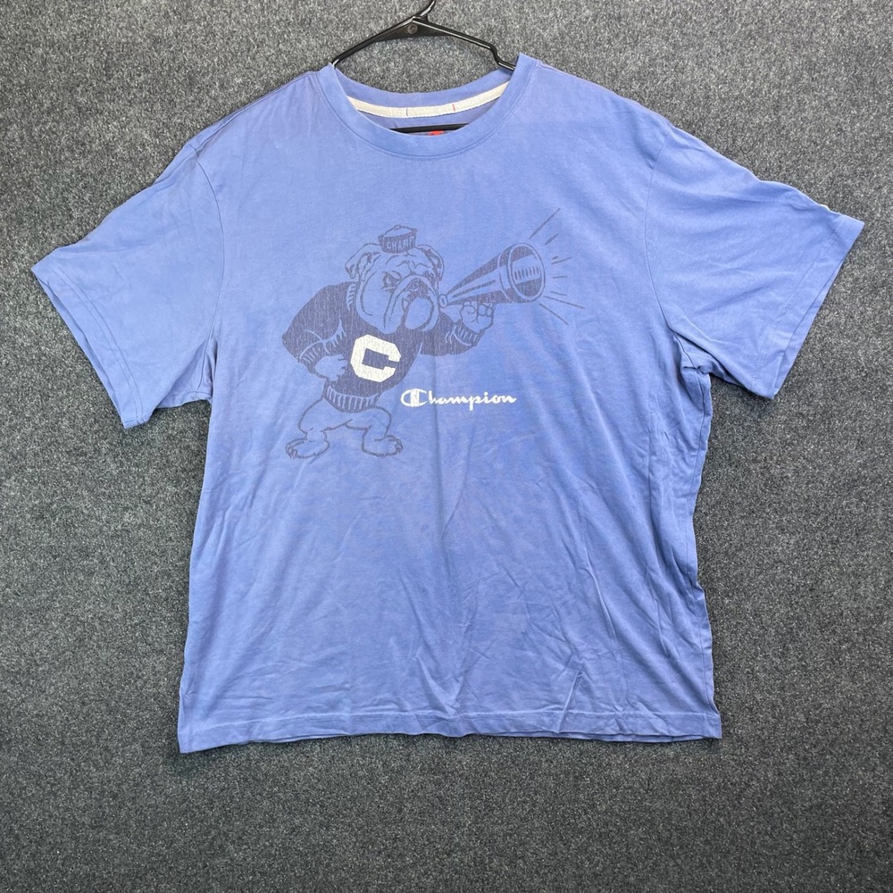 Champion Bulldog Mascot Graphic T-Shirt Men's XL Blue